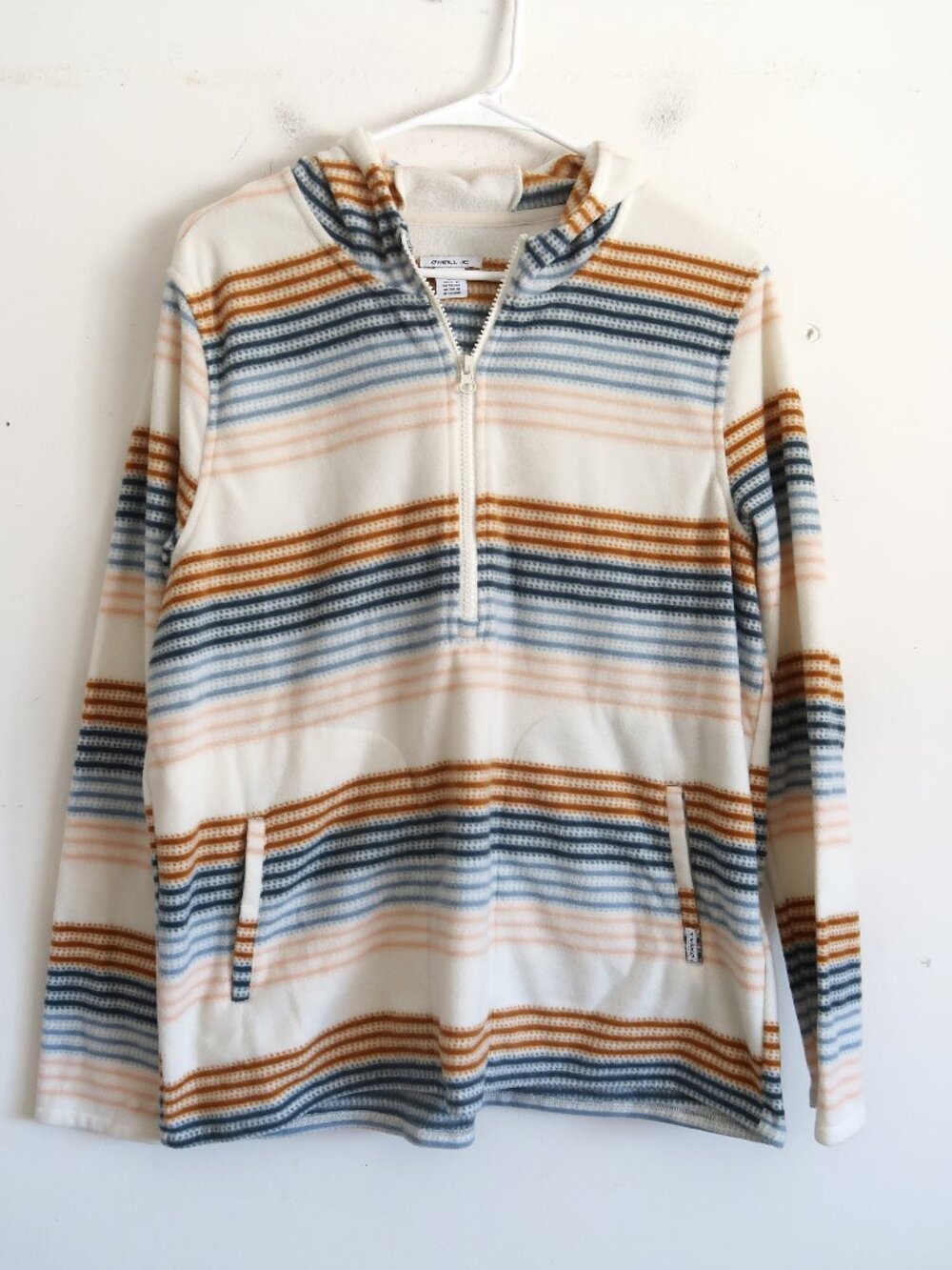 O'NEILL Striped Hoodie Quarter Zip - Size Medium